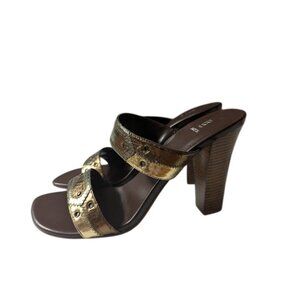 Bakers Peggy Womens Vintage Y2K Bronze Leather Square Toe Sandal Pumps Size 10M